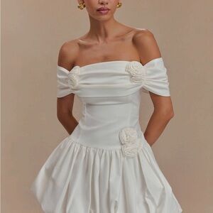 Meshki Giovanna Off Shoulder Mini Dress - White